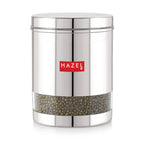 Stainless Steel See Through Glossy Finish Storage Container, Jar Dabba, Set of 3, 2200 ml