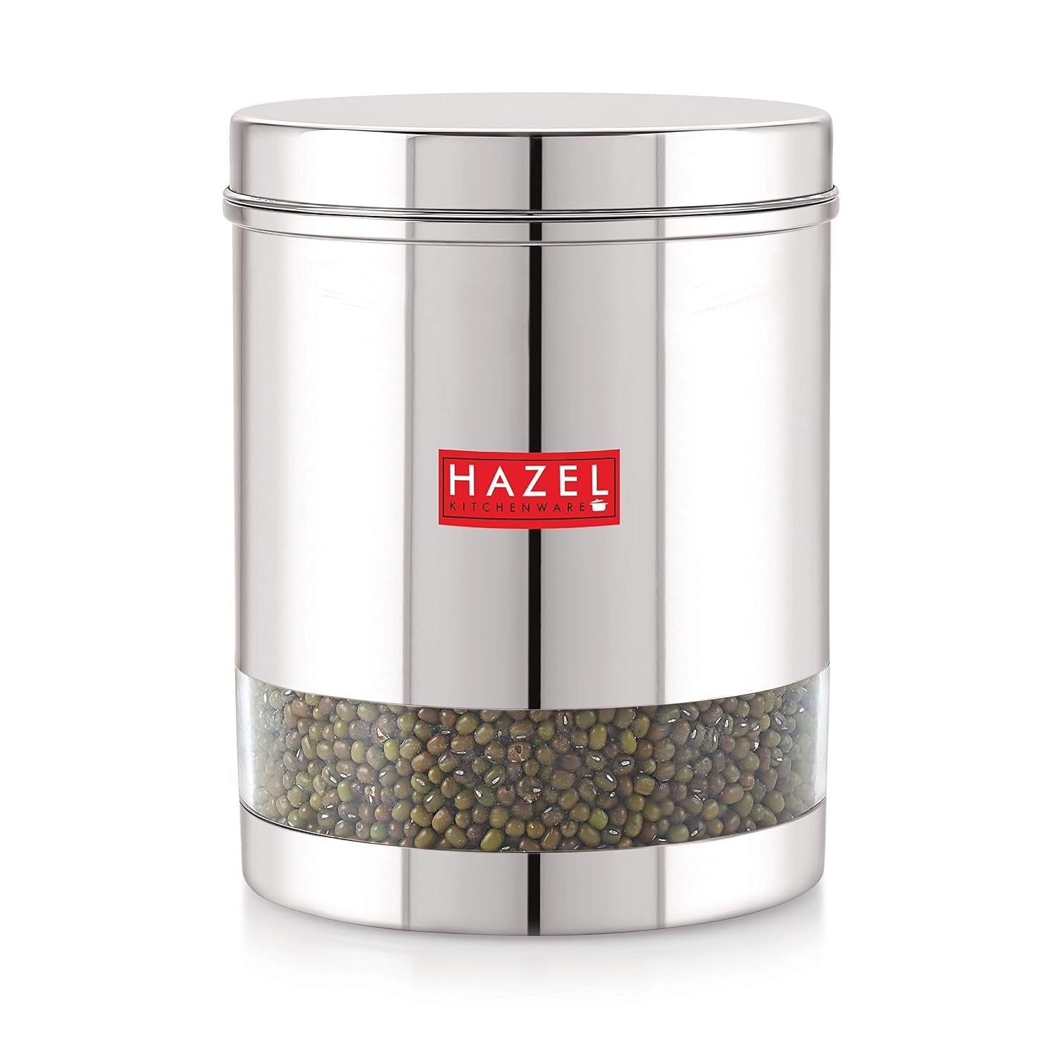 Stainless Steel See Through Glossy Finish Storage Container, Jar Dabba, Set of 3, 2200 ml