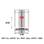 Stainless Steel See Through Glossy Finish Storage Container, Jars Dabba, Set of 5, 2200 ml