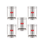Stainless Steel See Through Glossy Finish Storage Container, Jars Dabba, Set of 5, 3000 ml