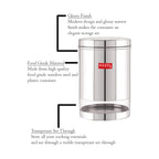 Stainless Steel See Through Glossy Finish Storage Container, Jars Dabba, Set of 5, 3000 ml
