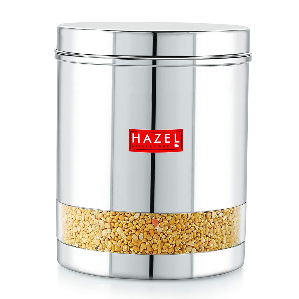 Stainless Steel See Through Glossy Finish Storage Container, Jars Dabba, Set of 5, 3000 ml