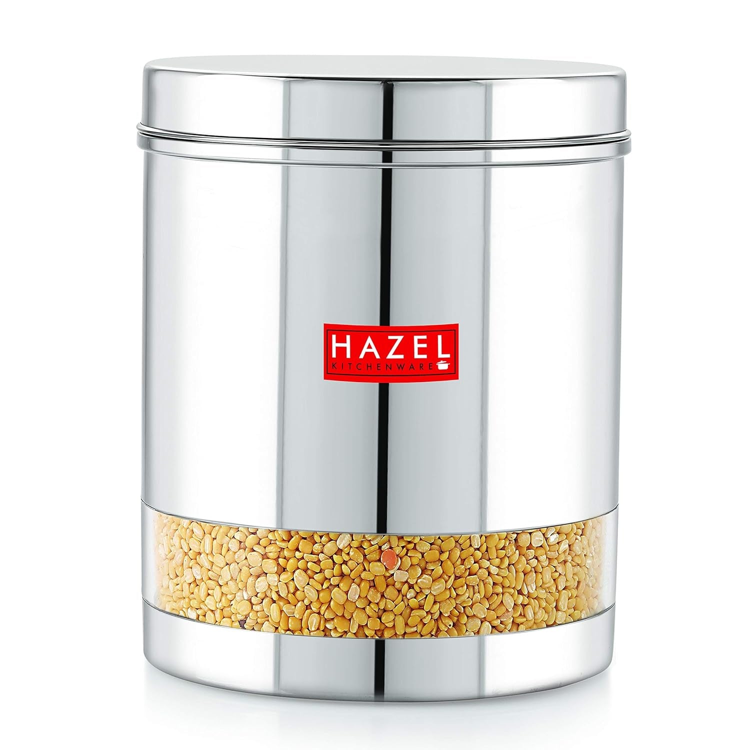 Stainless Steel See Through Glossy Finish Storage Container, Jars Dabba, Set of 5, 3000 ml