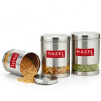 Stainless Steel See Through Matt Finish Storage Container Jars Dabba, Set of 3, 3000 ml