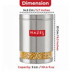 Stainless Steel See Through Matt Finish Storage Container Jars Dabba, Set of 3, 3000 ml