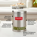 Stainless Steel See Through Matt Finish Storage Container Jars Dabba, Set of 3, 3000 ml