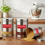 Stainless Steel See Through Matt Finish Storage Container Jars Dabba, Set of 3, 3000 ml