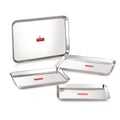 Stainless Steel Serving Trays Rectangle Premium Dining Table Plater Set of 4, Silver