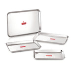 Stainless Steel Serving Trays Rectangle Premium Dining Table Plater Set of 4, Silver