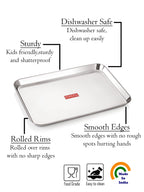 Stainless Steel Serving Trays Rectangle Premium Dining Table Plater Set of 4, Silver