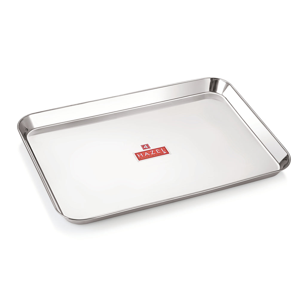 Stainless Steel Serving Trays Rectangle Premium Dining Table Plater Set of 4, Silver