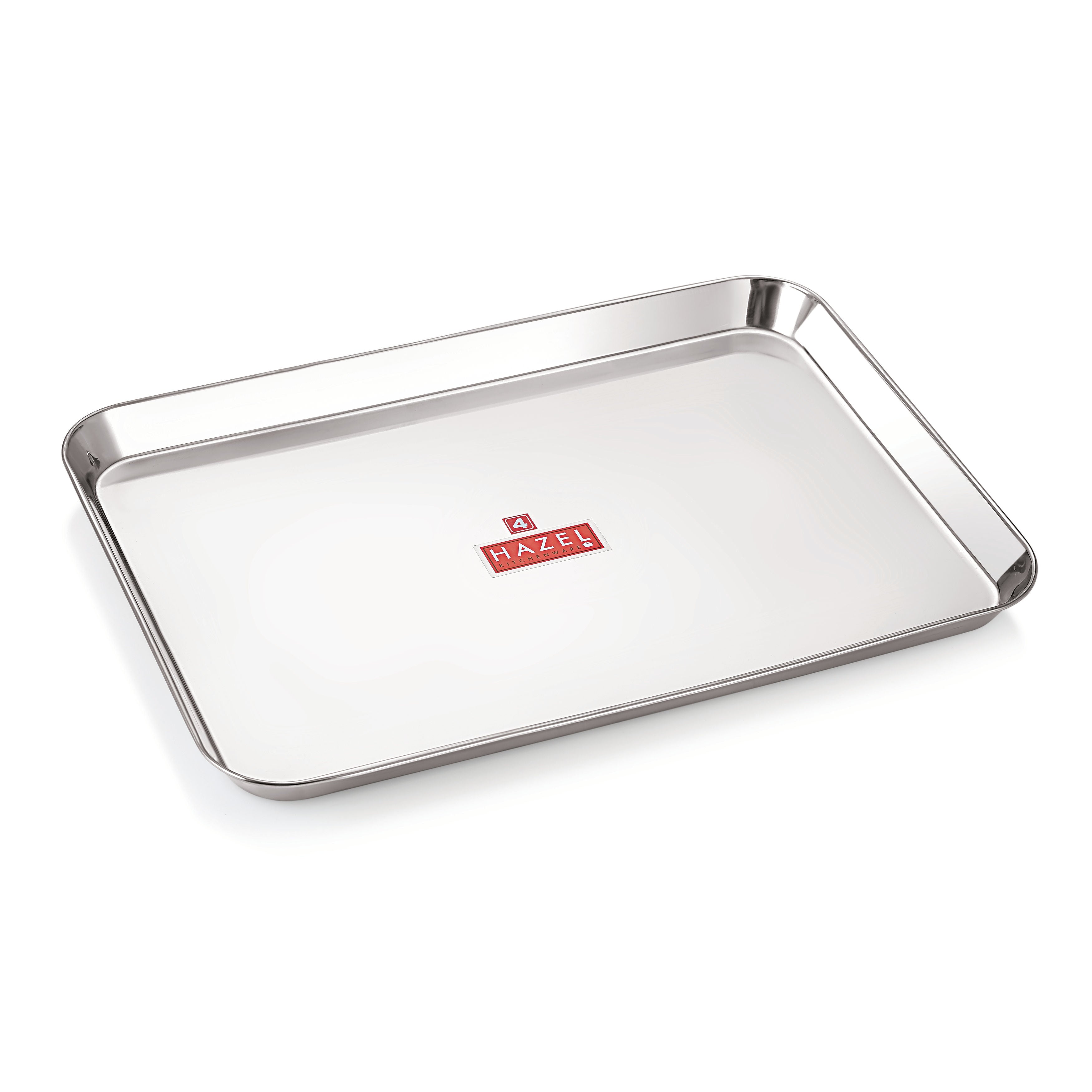 Stainless Steel Serving Trays Rectangle Premium Dining Table Plater Set of 4, Silver