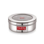 See Through Stainless Steel Masala Dabba Spice Box with 7 Wati and Small Spoon