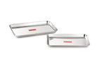 Stainless Steel Serving Tray Rectangle Plate Plater Set of 2, Small and Medium, Silver
