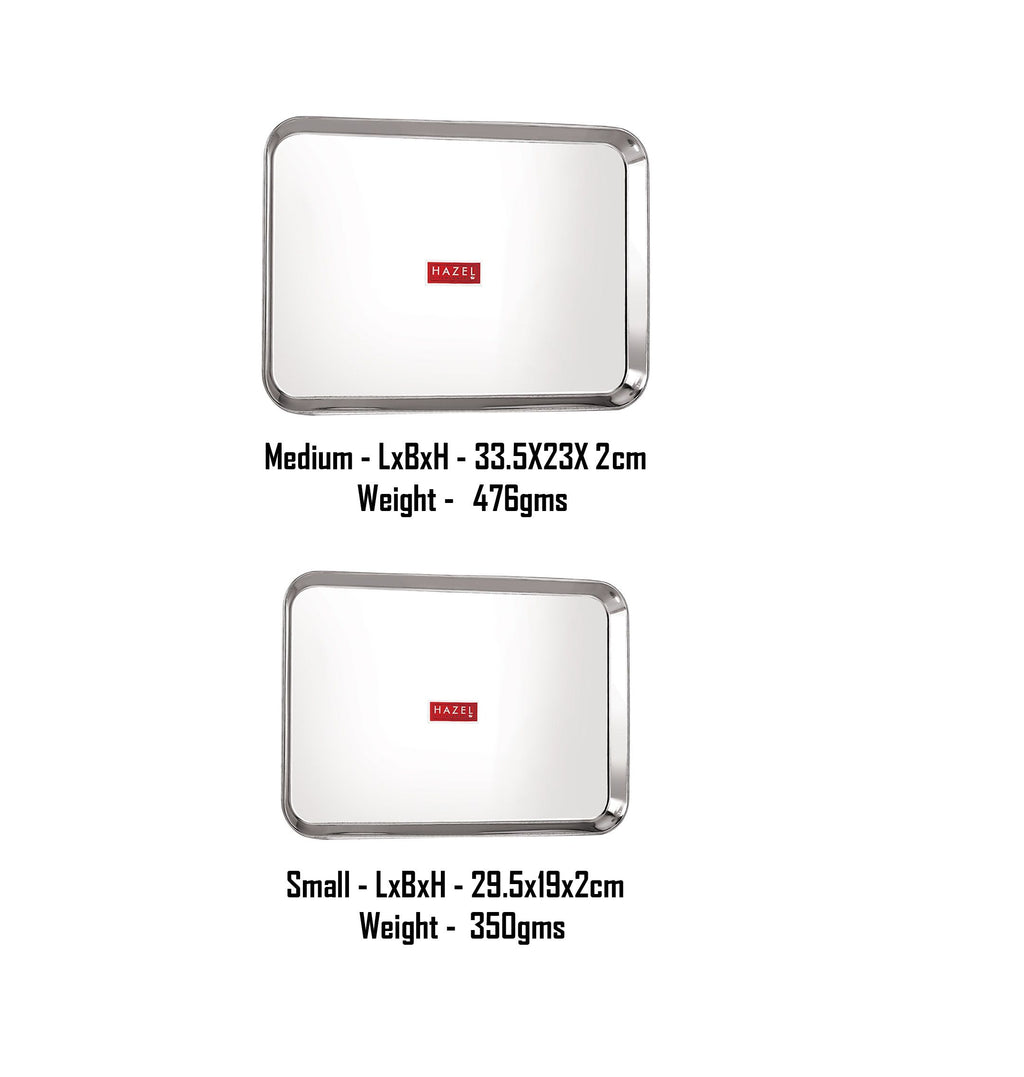Stainless Steel Serving Tray Rectangle Plate Plater Set of 2, Small and Medium, Silver