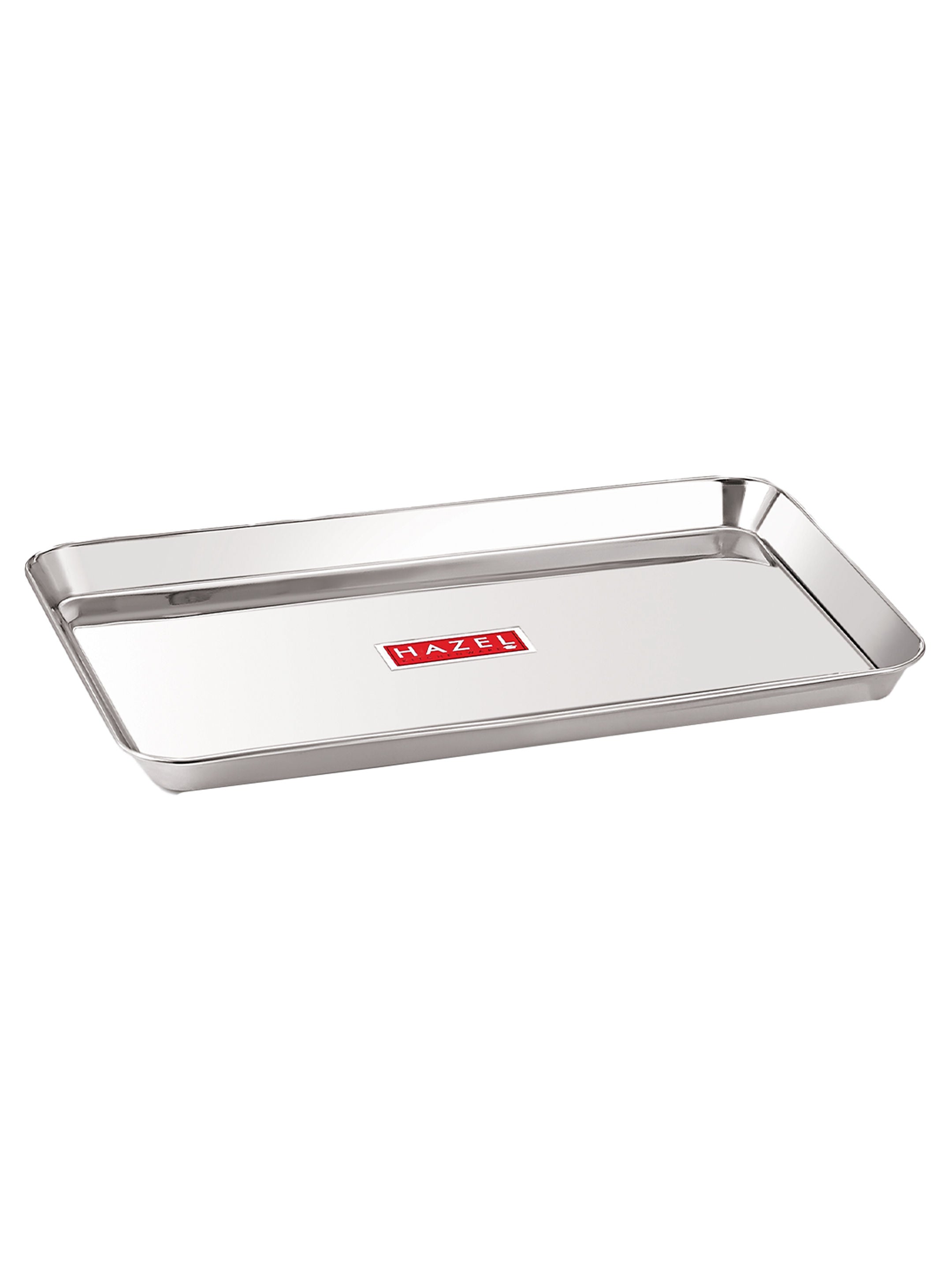 Stainless Steel Serving Tray Rectangle Plate Plater Set of 2, Small and Medium, Silver