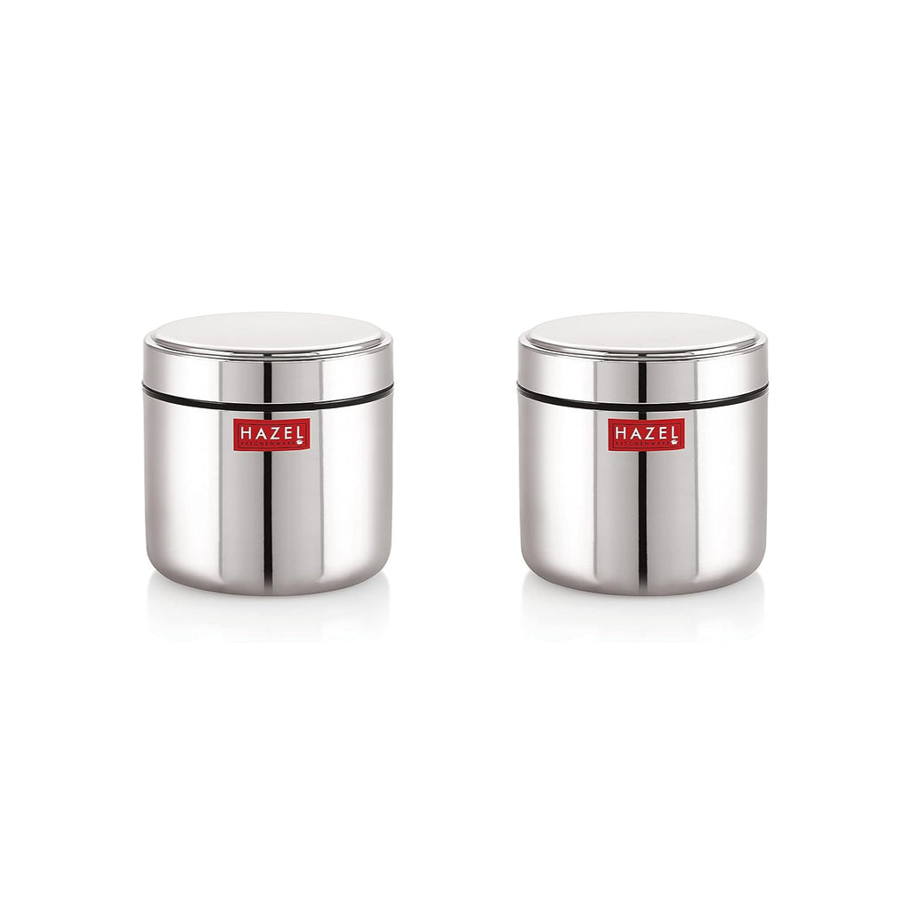 Stainless Steel Mini Container Airtight Dabbi Dabba Set of 2, 650 ml, Silver