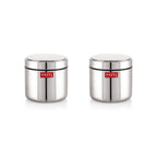 Stainless Steel Mini Container Airtight Dabbi Dabba Set of 2, 650 ml, Silver