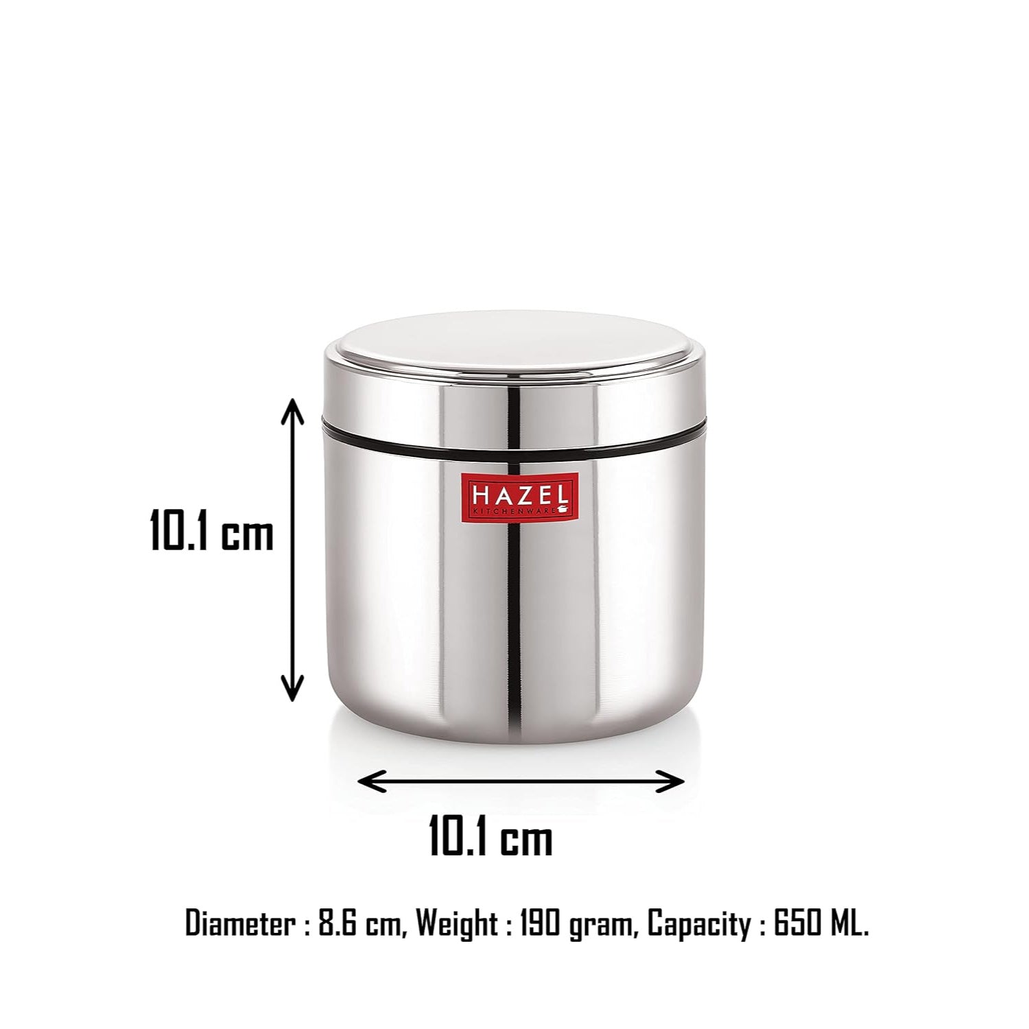 Stainless Steel Mini Container Airtight Dabbi Dabba Set of 2, 650 ml, Silver