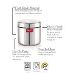 Stainless Steel Mini Container Airtight Dabbi Dabba Set of 2, 650 ml, Silver