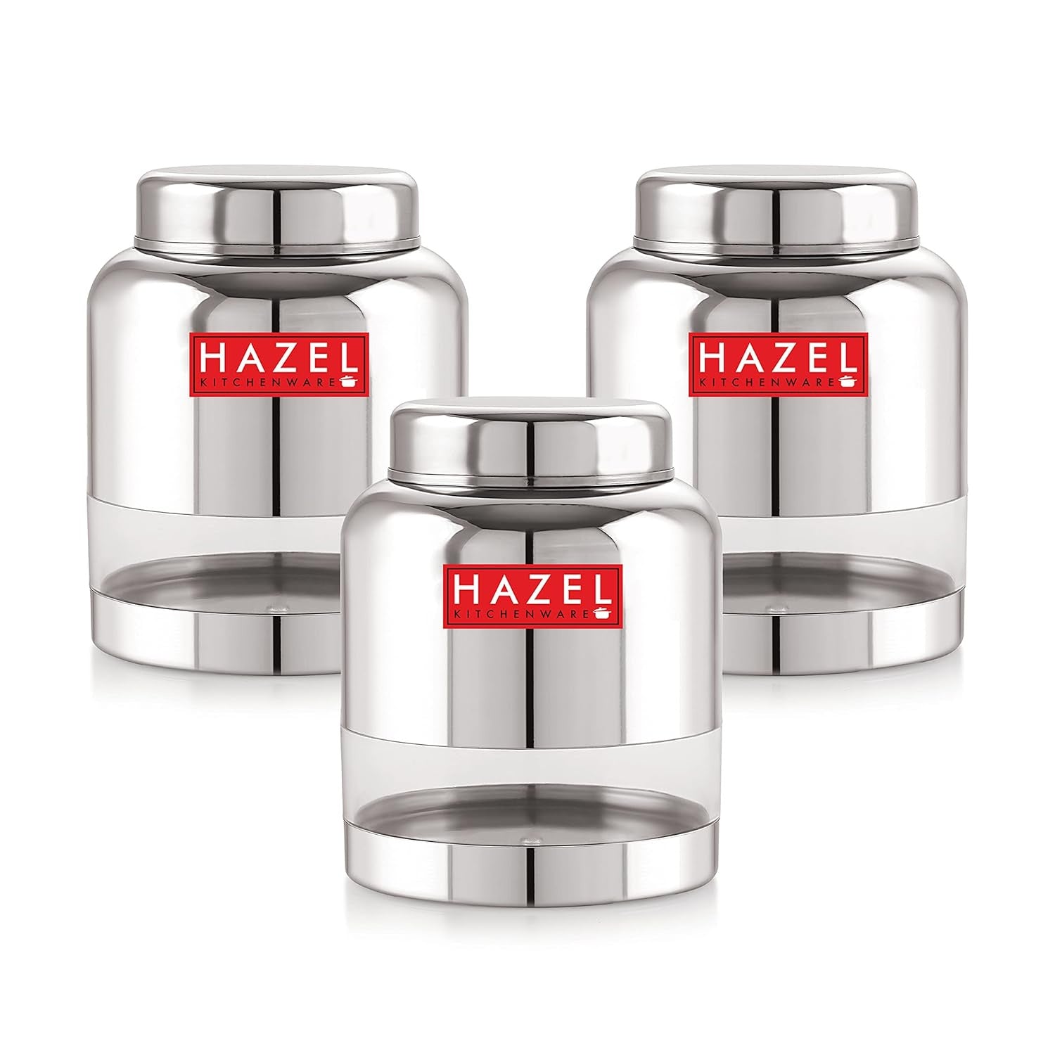 Stainless Steel Airtight See Through Container Set of 3, 1500 ml