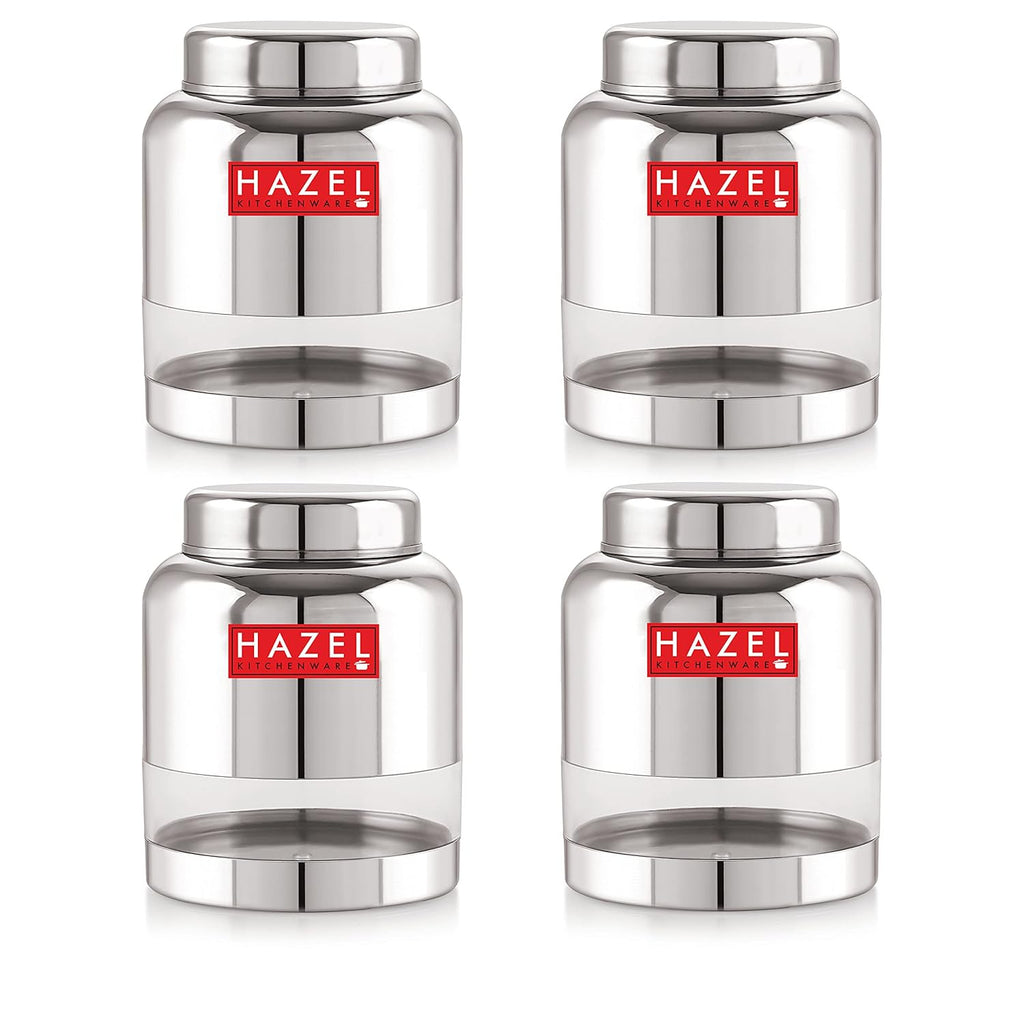 Stainless Steel Airtight See Through Container Set of 4, 1500 ml