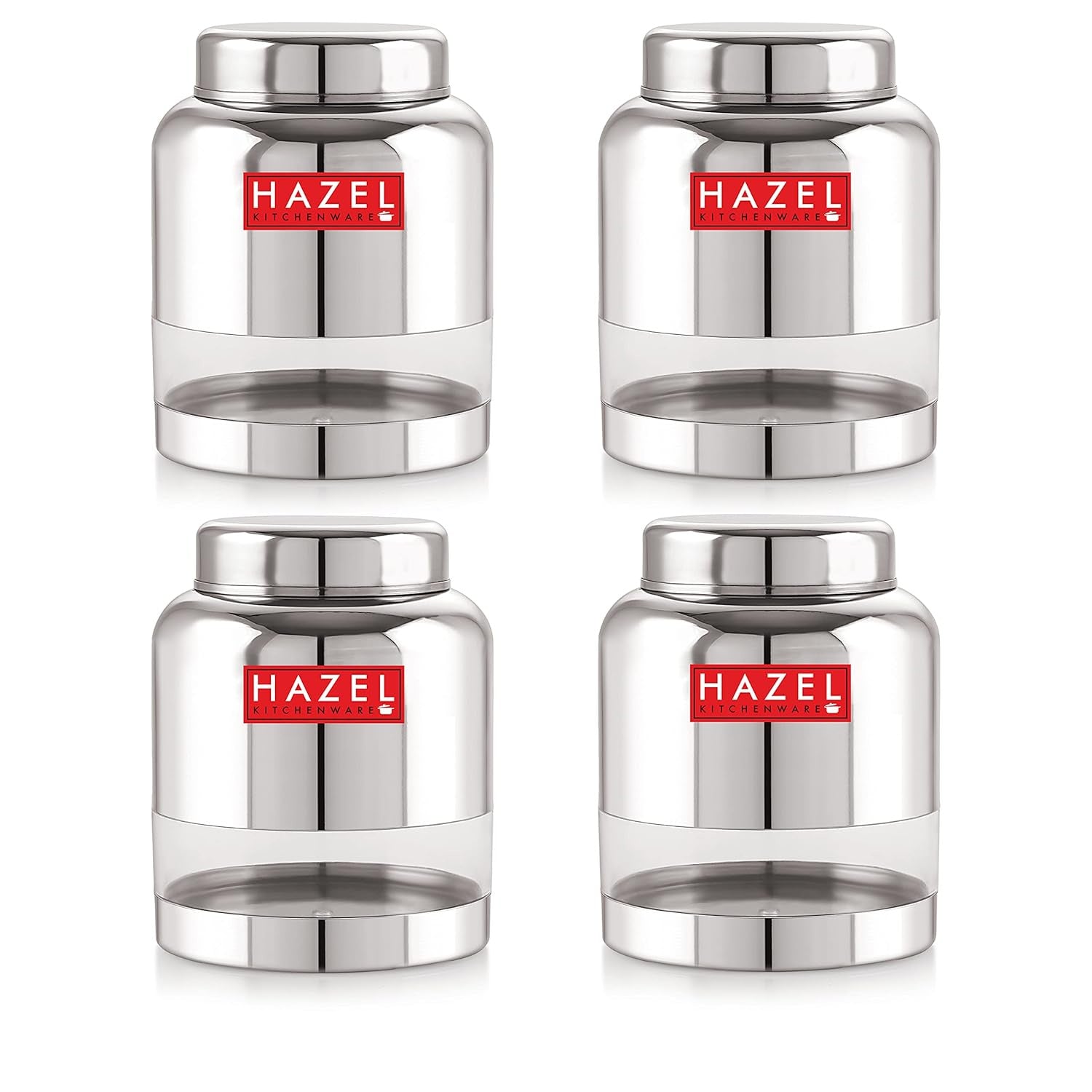 Stainless Steel Airtight See Through Container Set of 4, 1500 ml