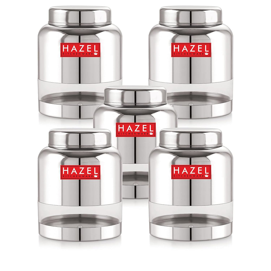 Stainless Steel Airtight See Through Container Set of 5, 1500 ml