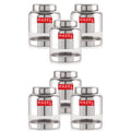 Stainless Steel Transparent Container Glossy Finish Airtight See Through Jar Barni Set of 6, 1500 ML, Silver