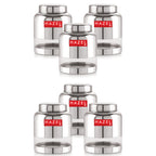 Stainless Steel Transparent Container Glossy Finish Airtight See Through Jar Barni Set of 6, 1500 ML, Silver