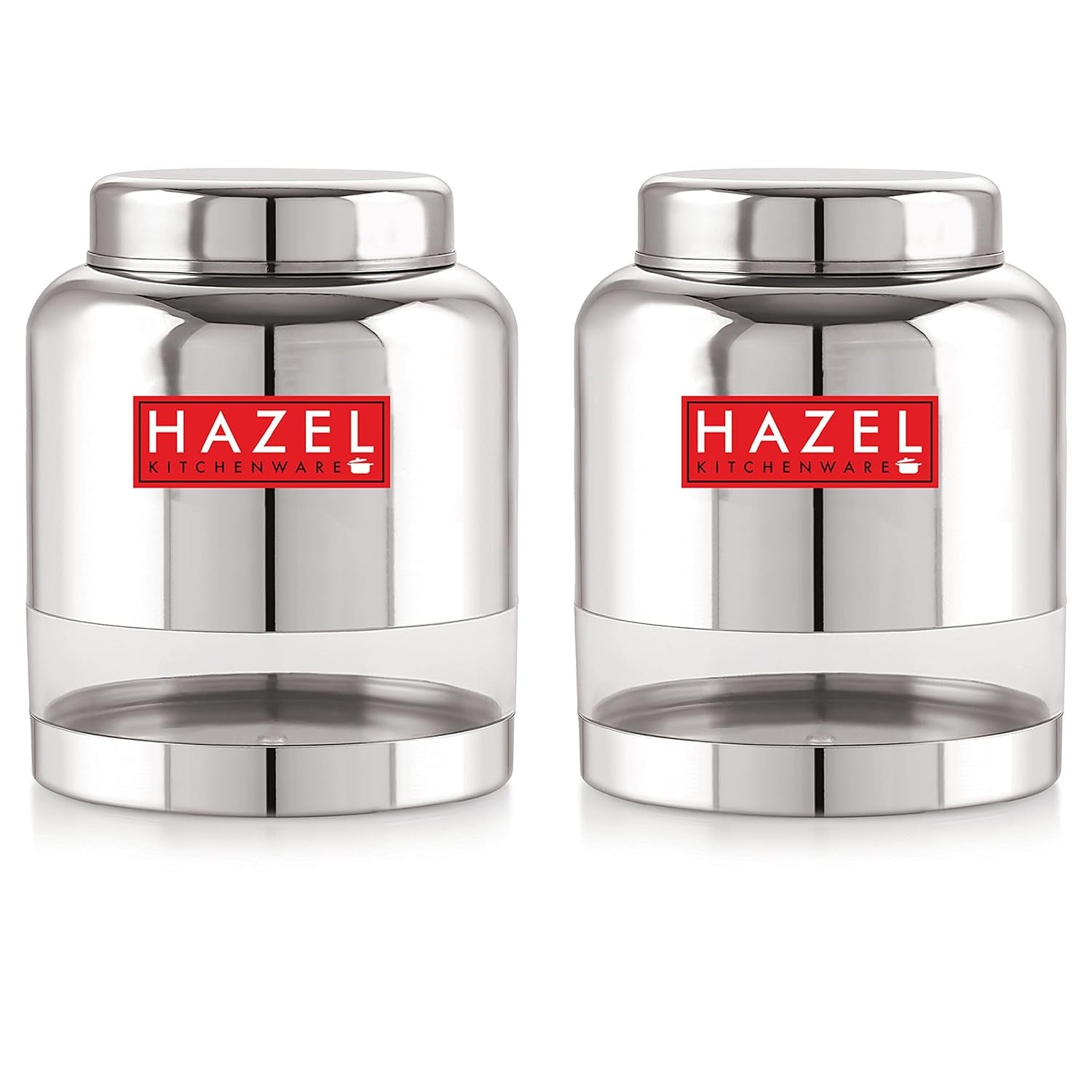 Stainless Steel Airtight See Through Container Set of 2, 1500 ml