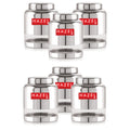 Stainless Steel Transparent Container Glossy Finish Airtight See Through Jar Barni Set of 6, 2000 ML, Silver