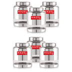 Stainless Steel Transparent Container Glossy Finish Airtight See Through Jar Barni Set of 6, 2000 ML, Silver