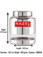 Stainless Steel Transparent Container Glossy Finish Airtight See Through Jar Barni Set of 6, 2000 ML, Silver