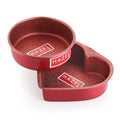 Aluminium Non-Stick Cake Mould Set, Round & Heart, 500g, Red, Set of 2