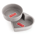 Aluminium Non-Stick Cake Mould Set, Round & Heart, 500g, Grey, Set of 2