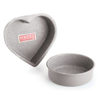 Aluminium Non-Stick Cake Mould Set, Round & Heart, 500g, Grey, Set of 2