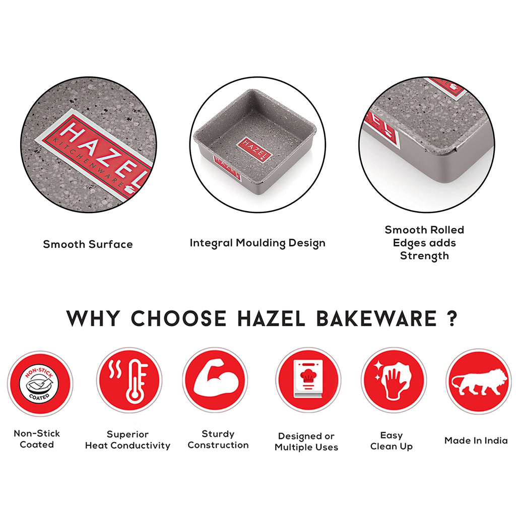 Aluminized Steel Cake Mould Set, Round & Square, 500g, Set of 2, Grey