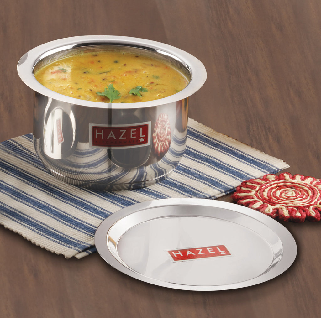 Stainless Steel Induction Bottom Tope Thick Flat Base Patila With Steel Lid, 18.8 cm, 1500 ml