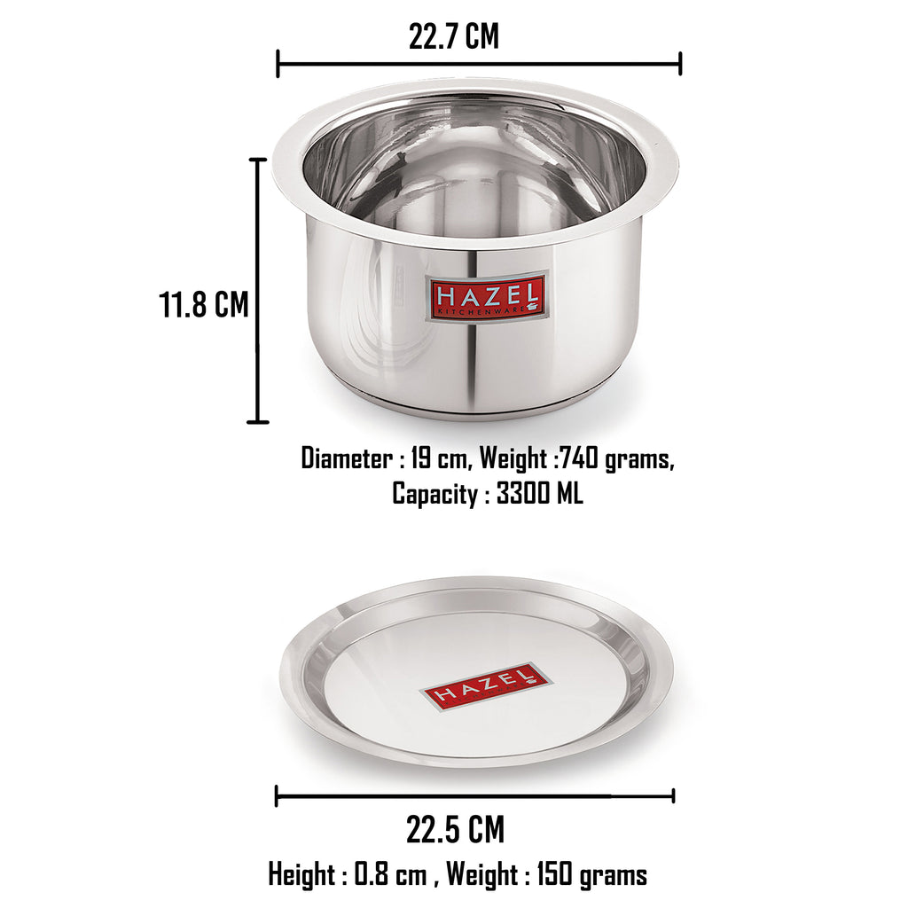 Stainless Steel Induction Tope with Lid, 3300 ml, 22.5 cm