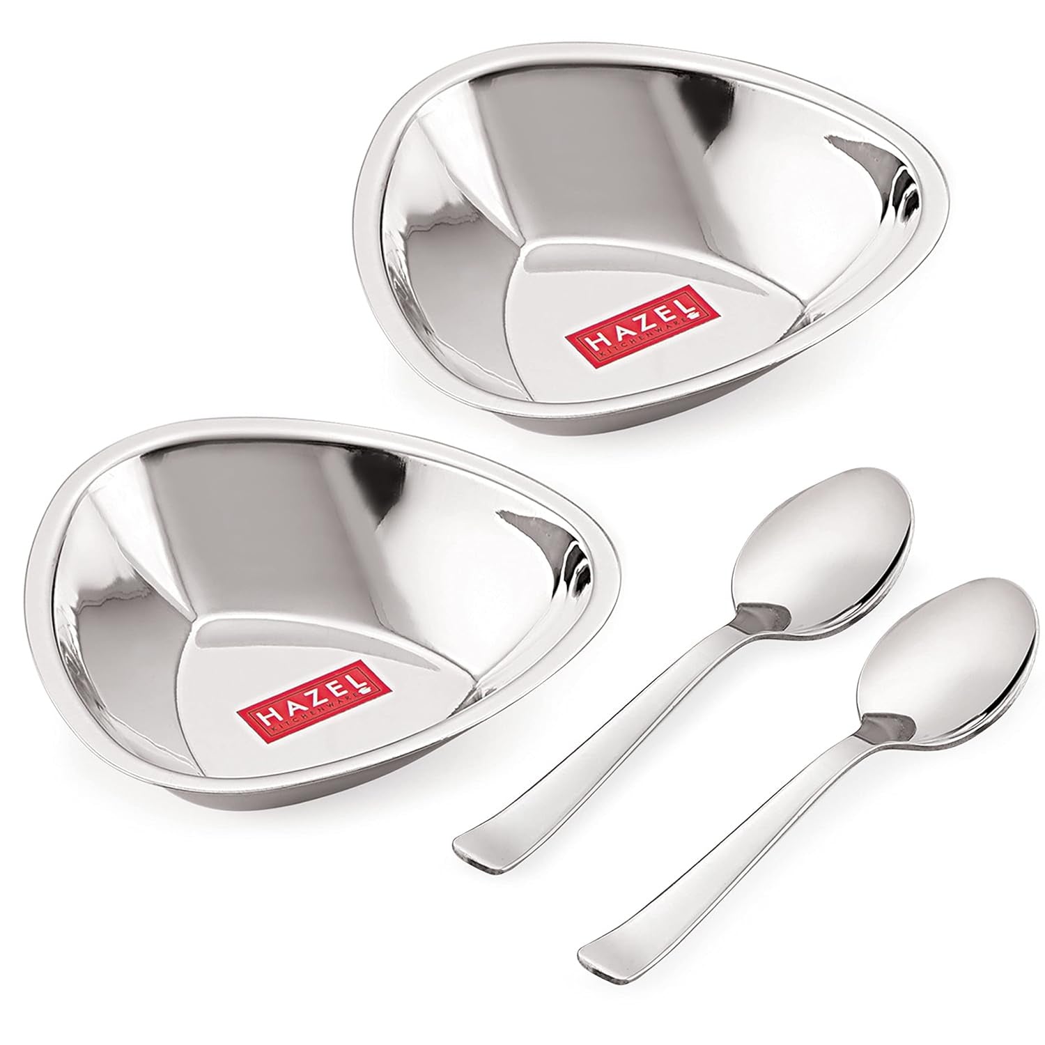 Stainless Steel Serving Bowls Set With Spoon, (2 Vati, 2 Spoon), 250ml