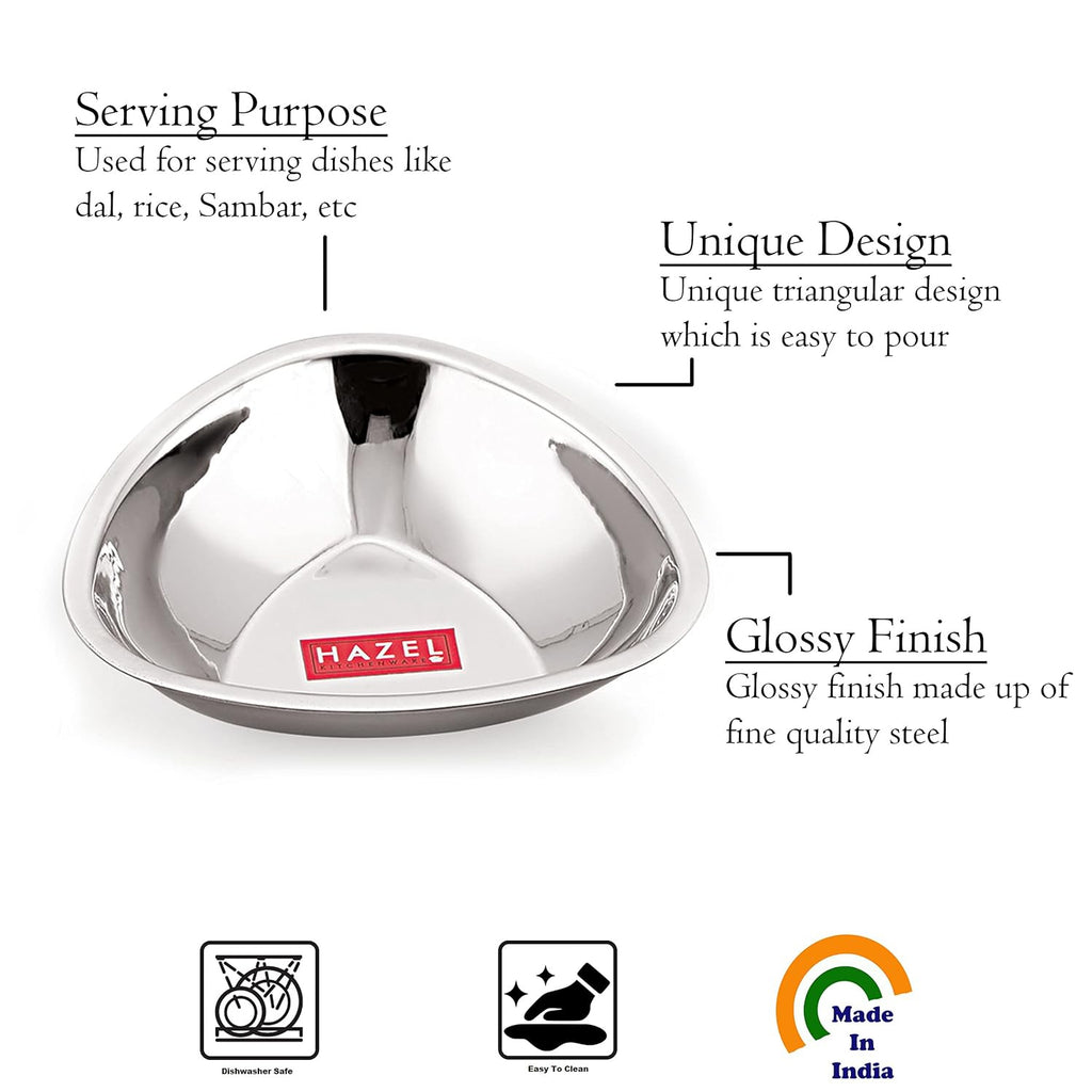 Stainless Steel Serving Bowls Set With Spoon, (2 Vati, 2 Spoon), 250ml