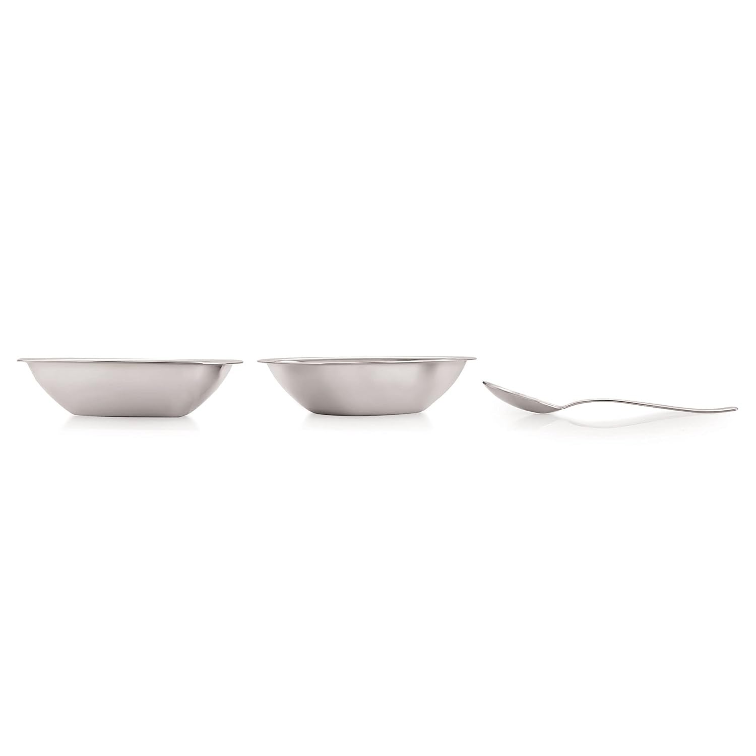 Stainless Steel Serving Bowls Set With Spoon, (2 Vati, 2 Spoon), 250ml