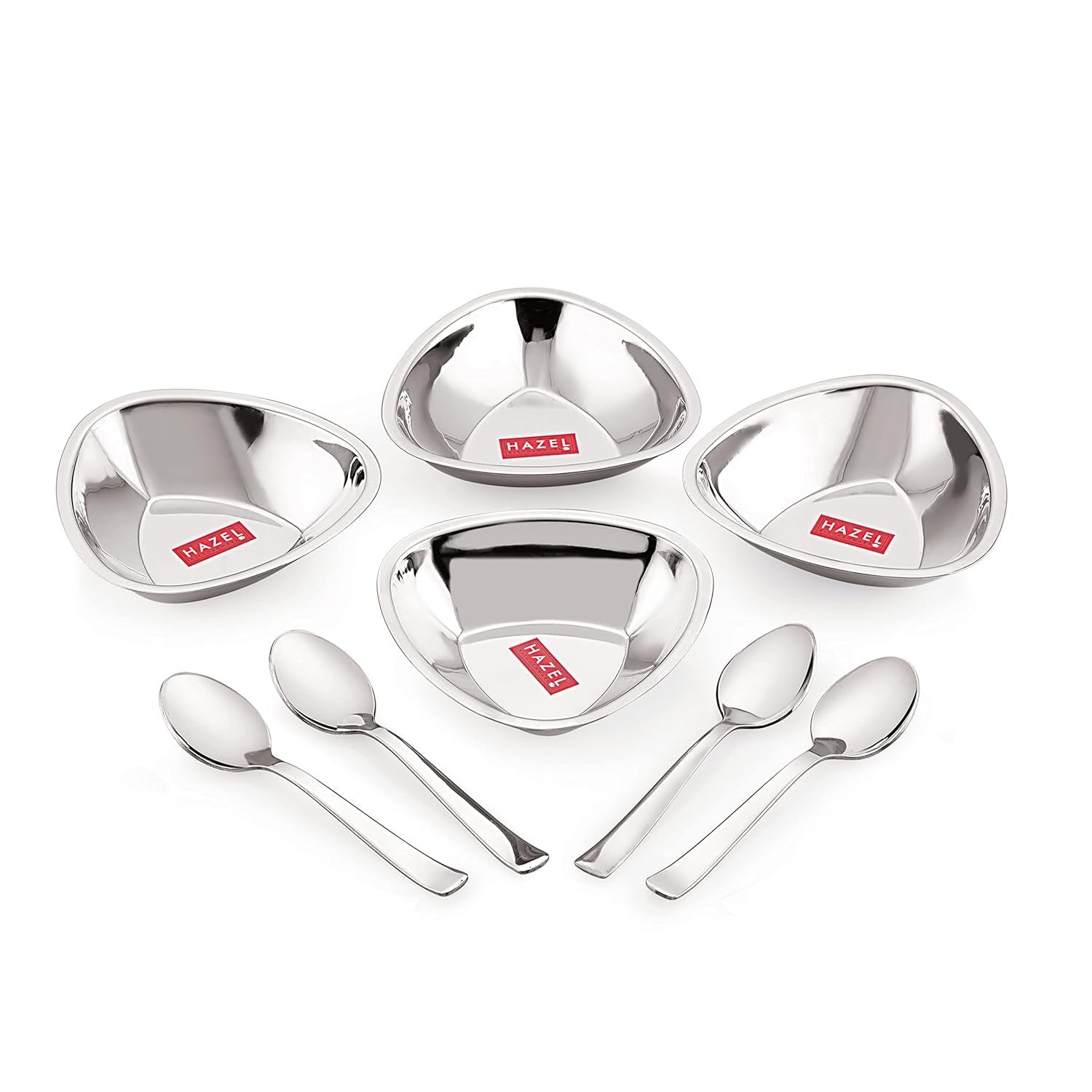 Stainless Steel Serving Bowls Set With Spoon, (4 Vati, 4 Spoon), 250ml