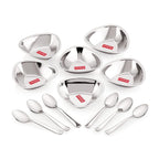 Stainless Steel Serving Bowls Set With Spoon, (6 Vati, 6 Spoon), 250ml