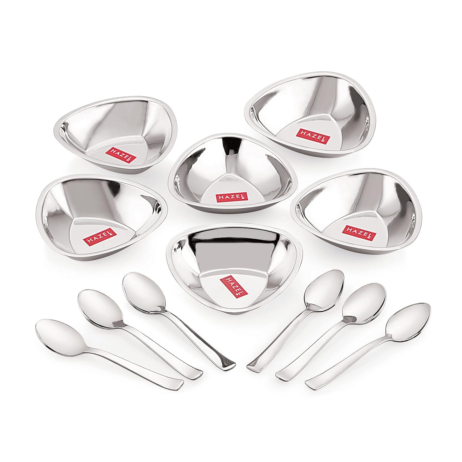 Stainless Steel Serving Bowls Set With Spoon, (6 Vati, 6 Spoon), 250ml