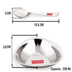 Stainless Steel Serving Bowls Set With Spoon, (6 Vati, 6 Spoon), 250ml