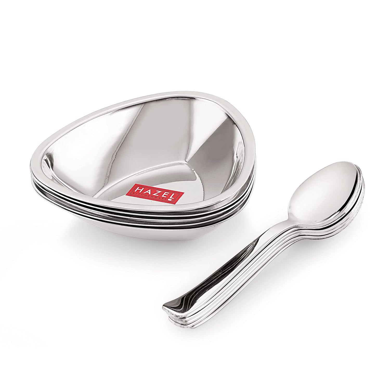Stainless Steel Serving Bowls Set With Spoon, (6 Vati, 6 Spoon), 250ml