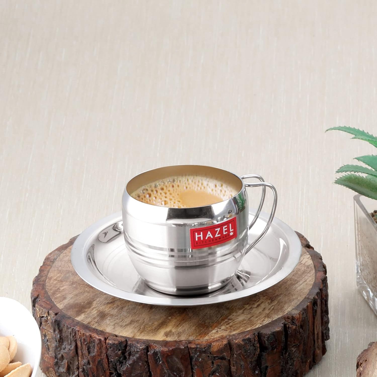 Stainless Steel Cup With Saucer,Cup For Tea Chai Coffee With Saucer (1 Cup, 1 Saucers)170 ml