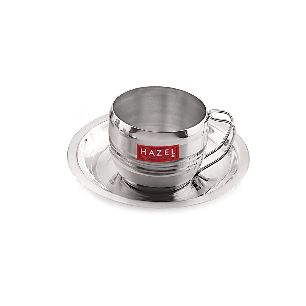 Stainless Steel Cup With Saucer,Cup For Tea Chai Coffee With Saucer (1 Cup, 1 Saucers)170 ml